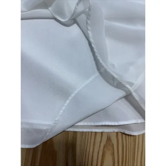 Calvin Klein White Ruffle Sleeve Lined Blouse EUC Size Large - Picture 7 of 8